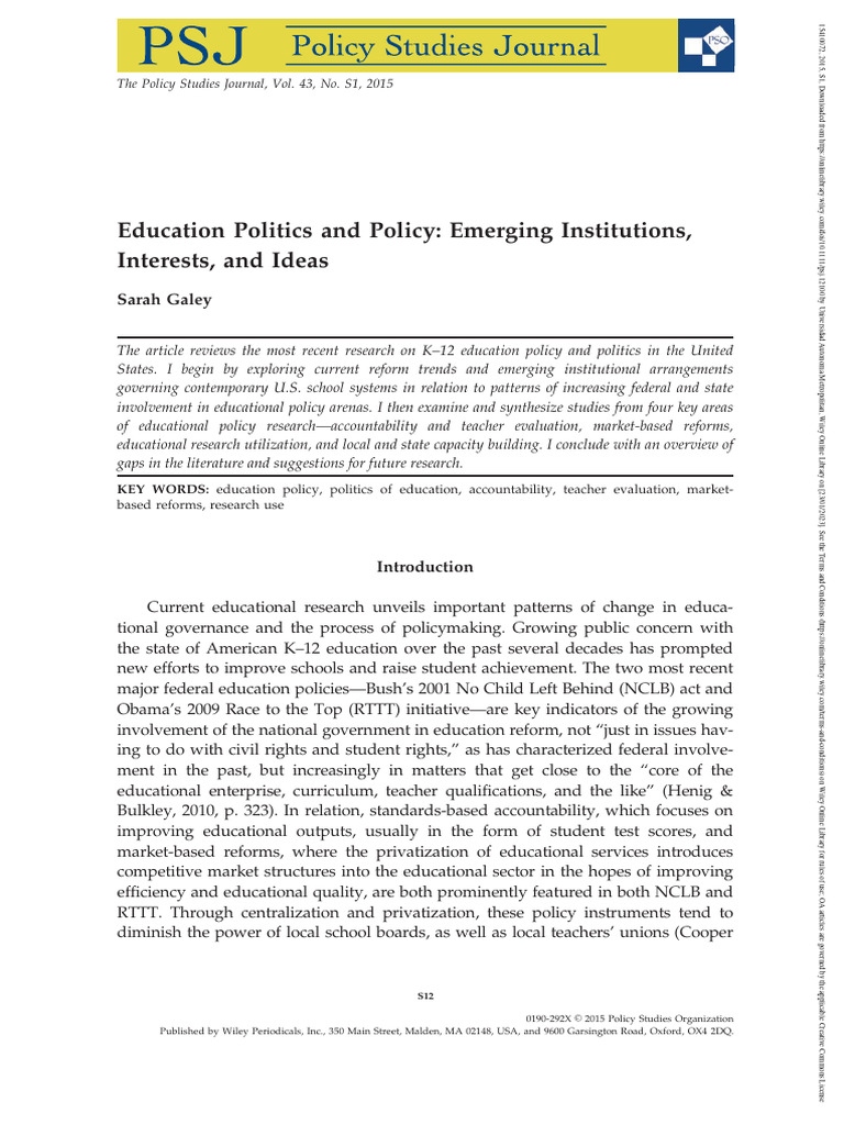 K-12 Education Policy Trends in the U.S. | PDF | No Child Left Behind ...