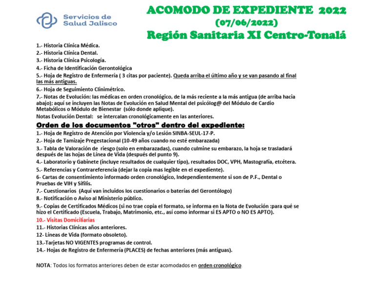 Acomodo de Expediente Médico 2022 | PDF | Ciencias sociales ...