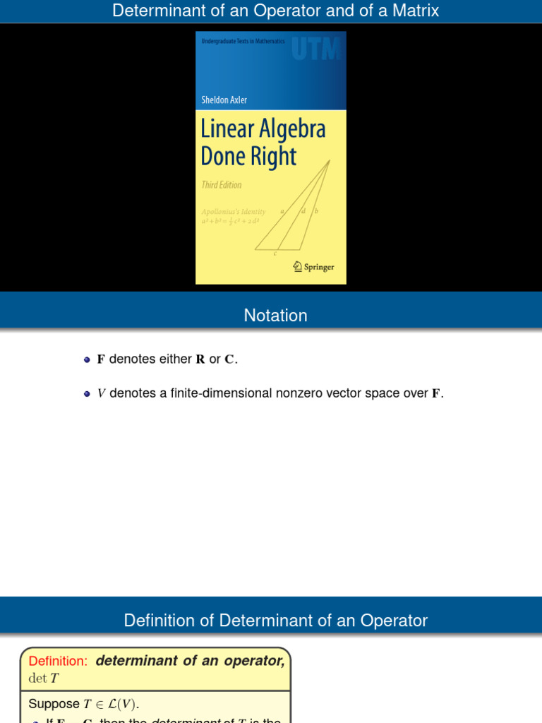 Determinant Operator Matrix | PDF | Determinant | Eigenvalues And ...