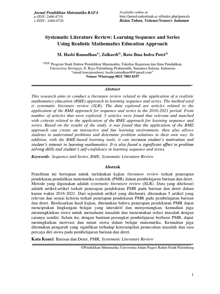 RME Approach in Sequence & Series | PDF | Mathematics | Learning