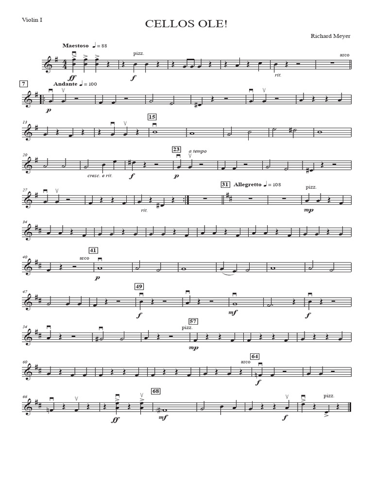 CELLOS OLE! SCORE Violin I PDF
