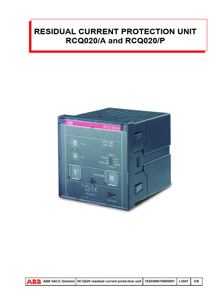 ABB RCQ020 Residual Current Unit Guide | PDF | Switch | Relay