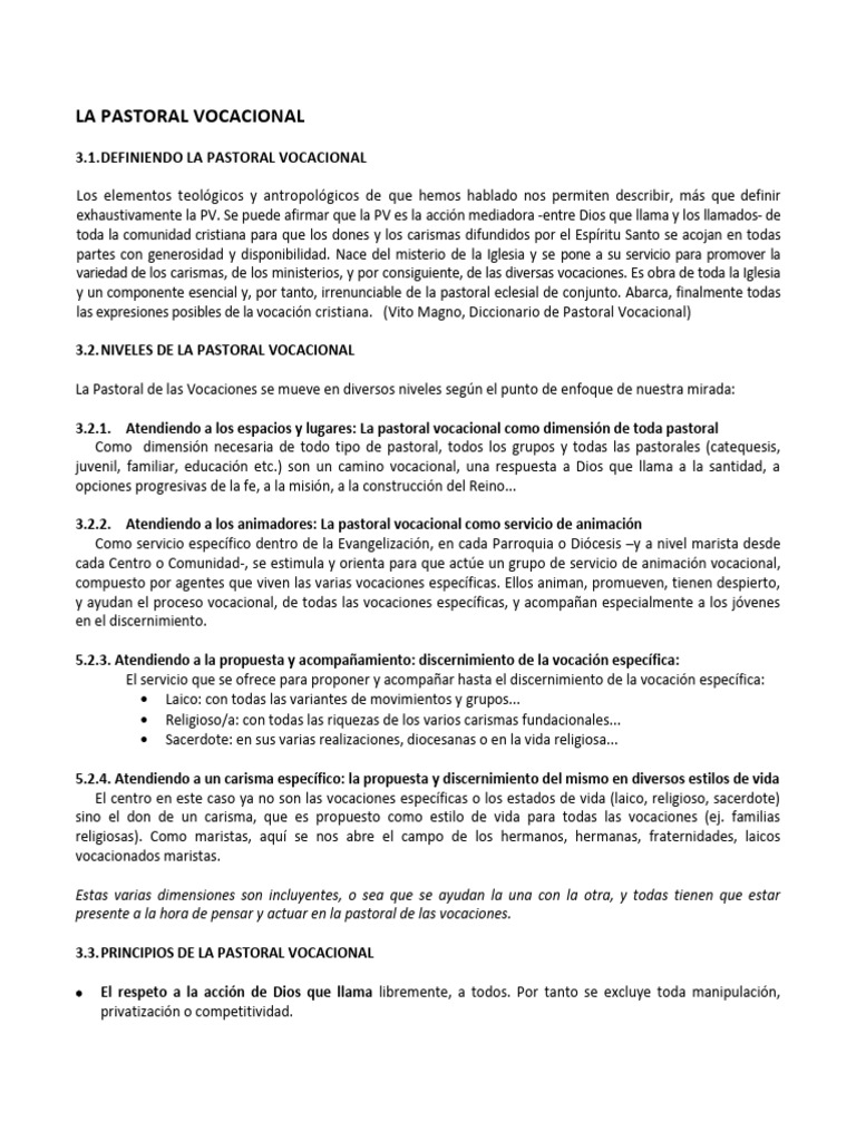 La Pastoral Vocacional | PDF | Iglesia Católica | Oración
