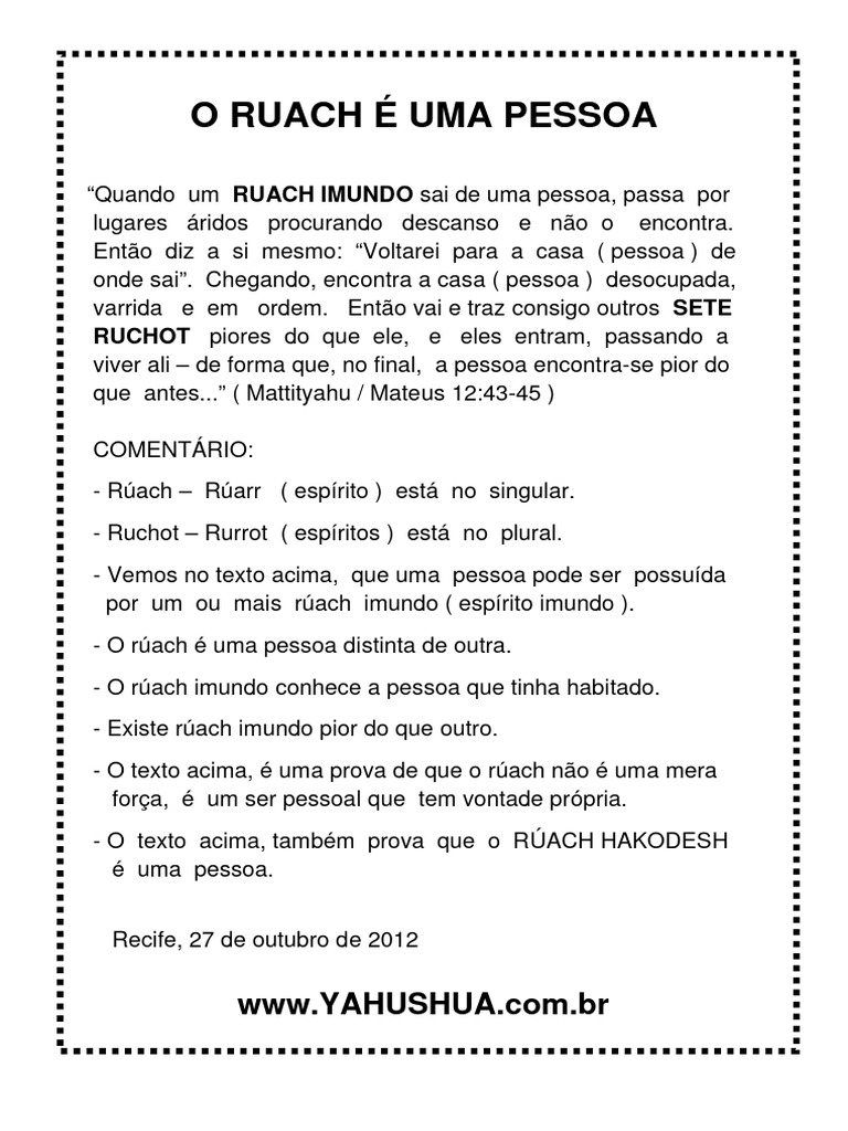 A Natureza do Ruach Imundo | PDF