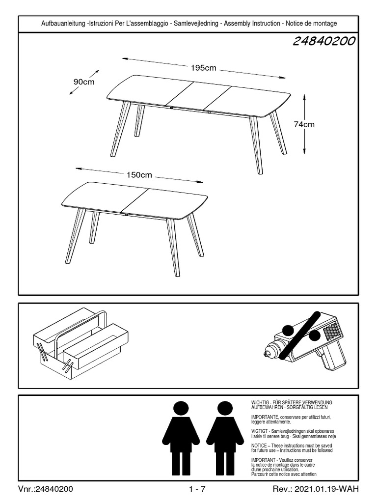Stol Rozkladany Rho 150 195x90 CM Naturalny Dab File 1 | PDF