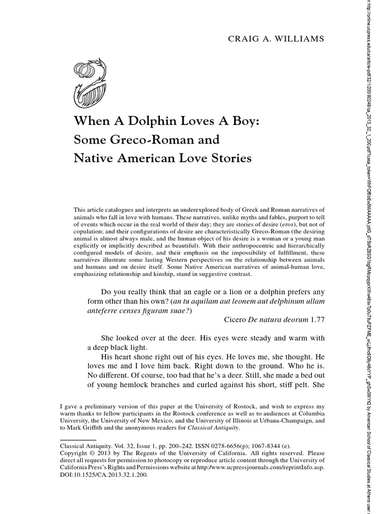 Williams when a dolphin loves a boy some greco roman and native