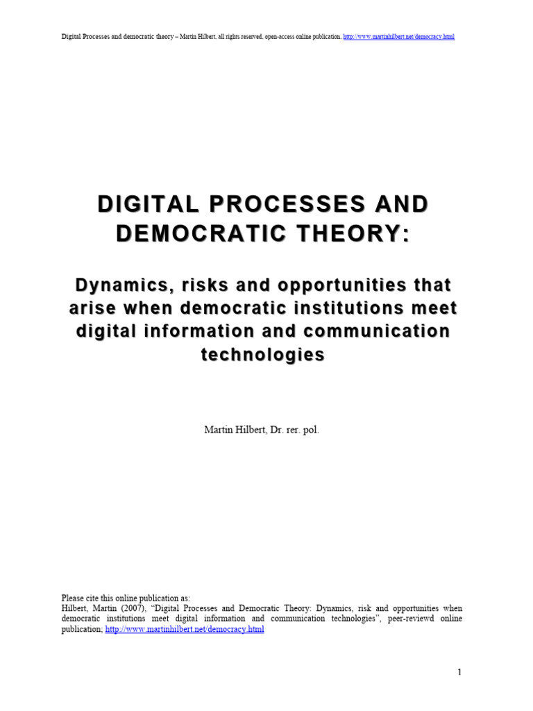 Digital Democracy: Risks and Opportunities | PDF | Democracy ...