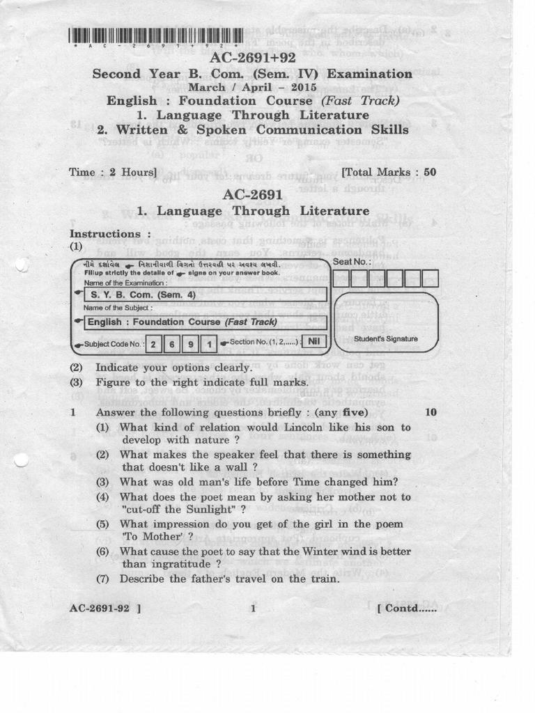 English Sem Iv 2015 Pdf