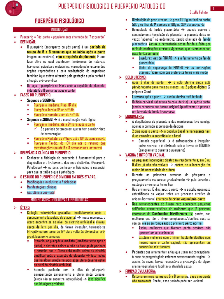 Puerpério Fisiológico | PDF | Parto | Gravidez