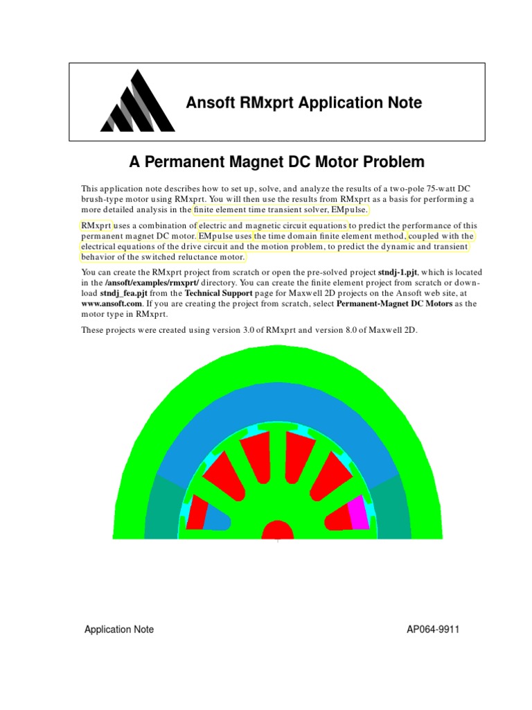 A Permanent DC Motor Problem PDF Electric Motor