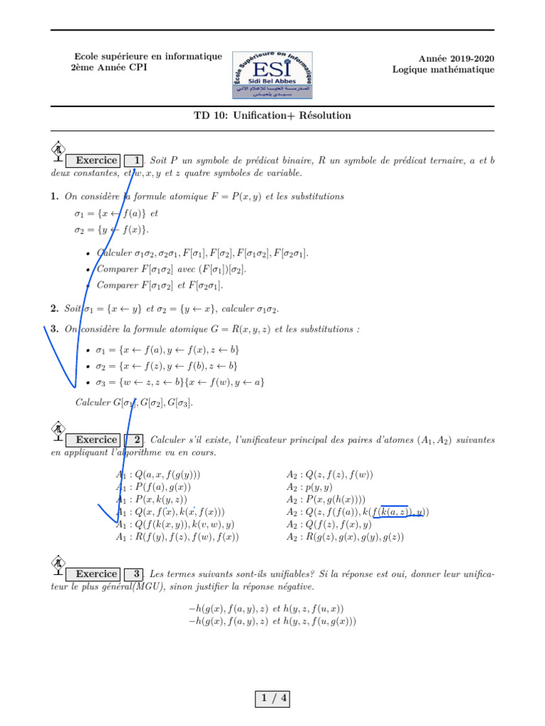 Exercices de logique mathématique en informatique | PDF | Calcul des ...