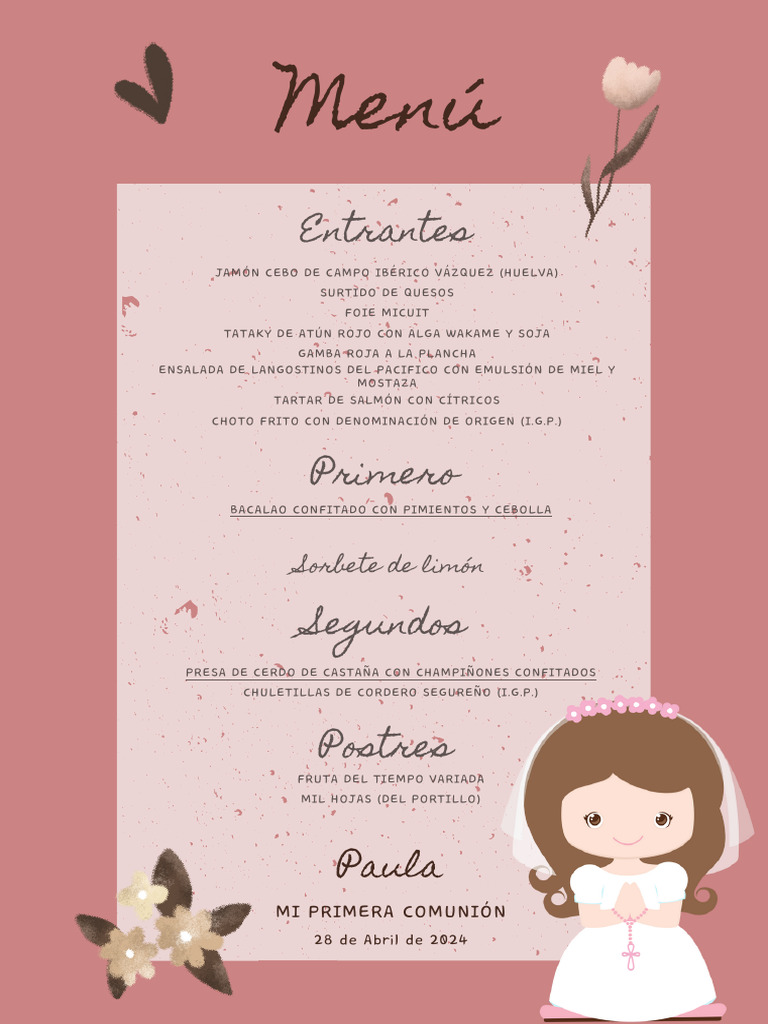 Menú Comunión Floral Verde | PDF