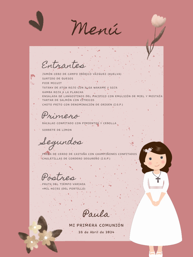 Menú Comunión Floral Verde | PDF