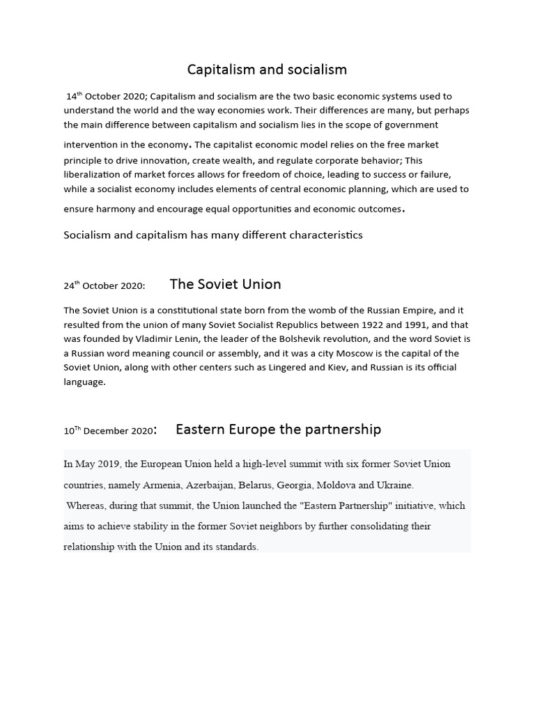 Capitalism vs. Socialism Explained | PDF | Public Company | Stocks