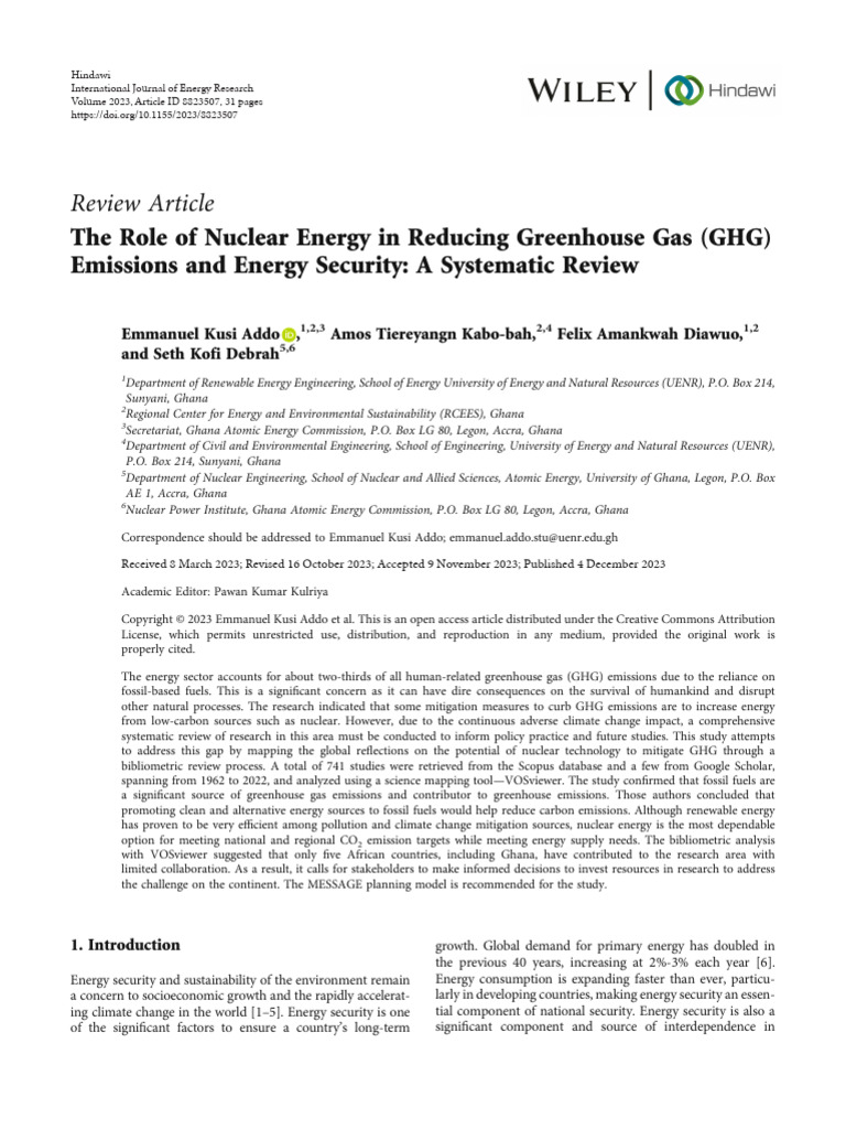 The Role of Nuclear Energy in Reducing Greenhouse Gas | PDF | Climate ...