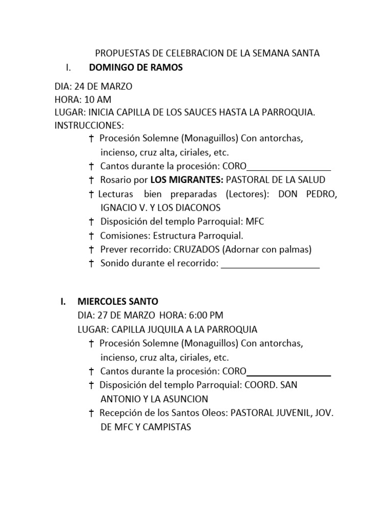 Planificación Semana Santa 2024 | PDF | Espiritualidad catolica ...