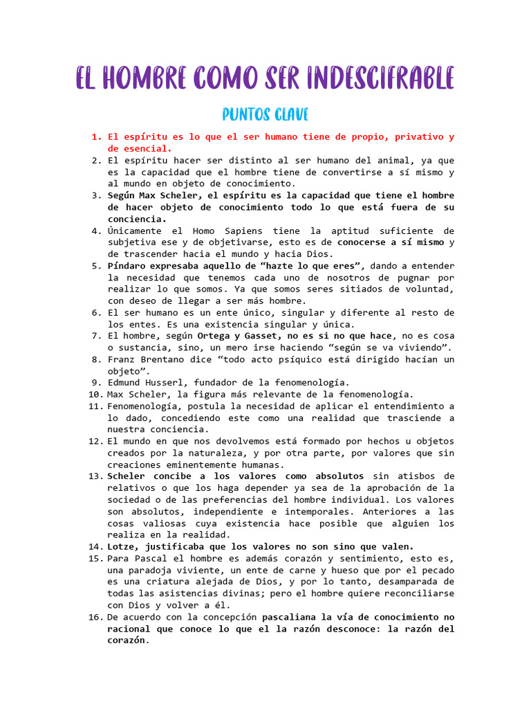 El Hombre Como Ser Indescifrable | PDF | Fenomenología (filosofía ...