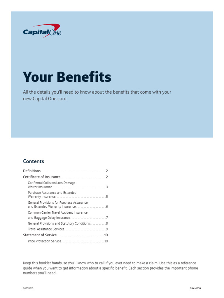 Capital One Card Insurance Benefits Guide | PDF | Insurance | Car Rental