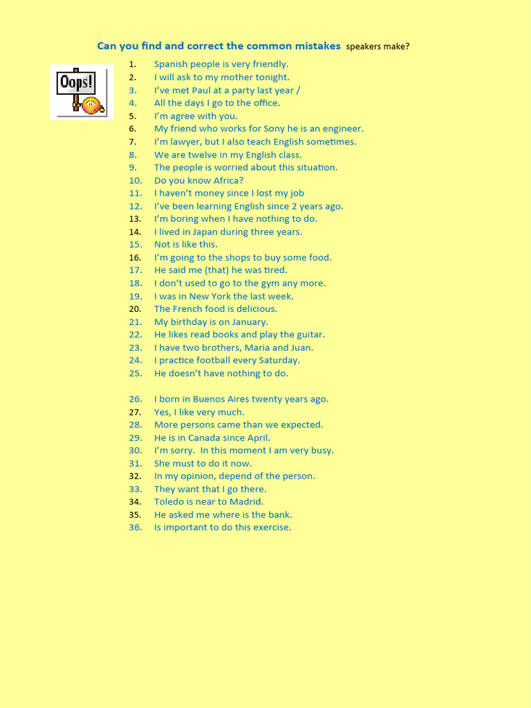 Common English Mistakes | PDF | Travel