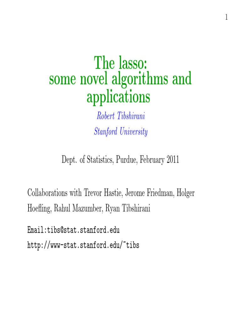 Lasso Algorithms and Applications | PDF | Logistic Regression | Linear ...
