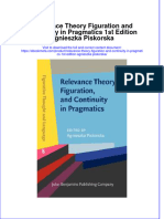 Relevance Theory Figuration and Continuity in Pragmatics 1St Edition Agnieszka Piskorska Online Ebook Texxtbook Full Chapter PDF