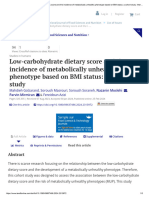 Low-Carbohydrate Dietary Score and The Incidence of Metabolically Unhealthy Phenotype Based On BMI Status: A Cohort Study