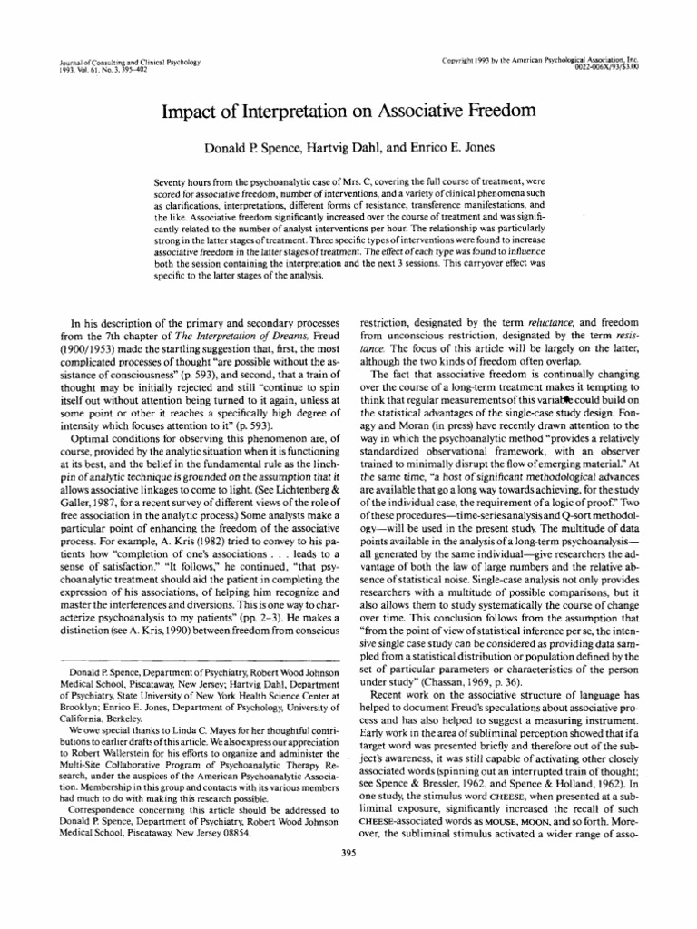 Spence dahl jones 1993 impact of interpretation on associative freedom