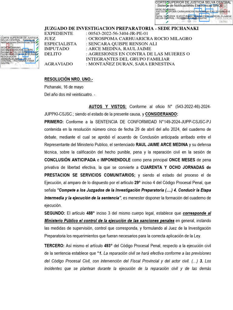 Exp. 00543-2022-56-3404-JR-PE-01 - Resolución - 27673-2024 | PDF