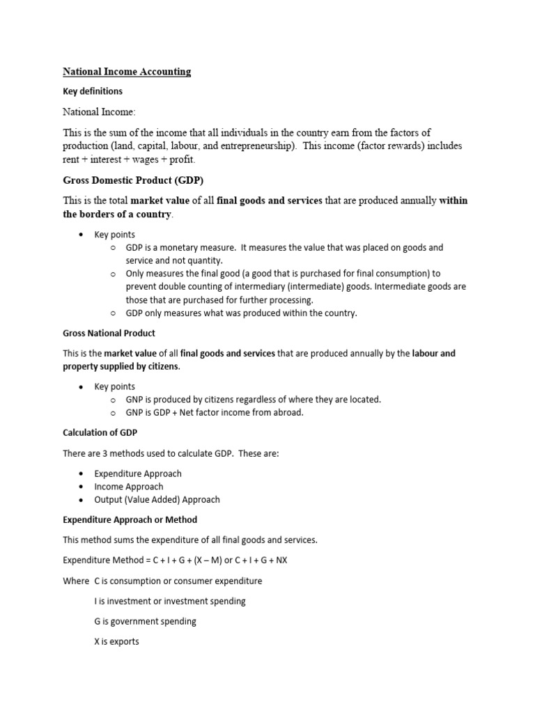 National Income Accounting Overview | PDF | Gross Domestic Product ...