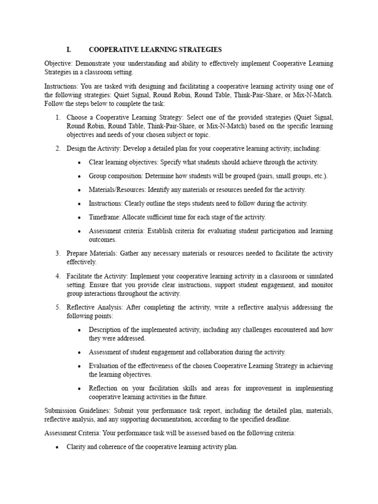 Cooperative Learning Pdf Learning Educational Assessment