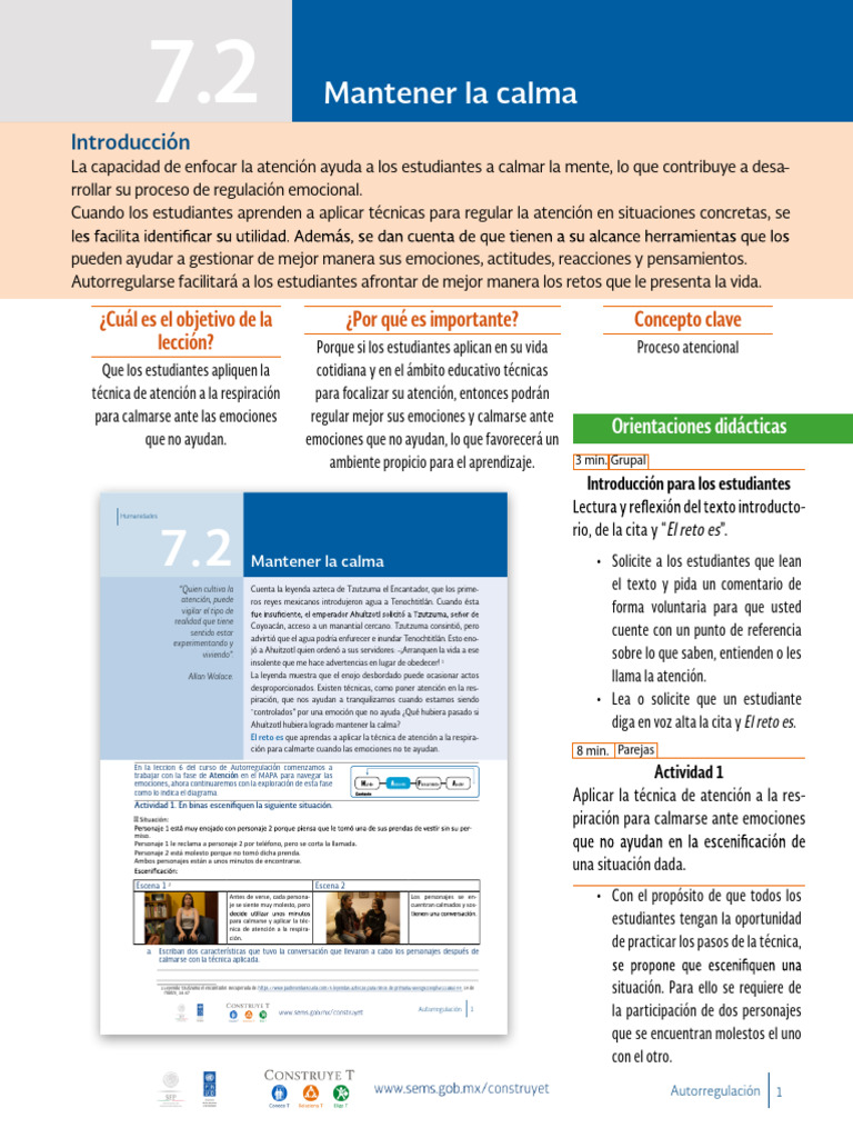 7.2 P Mantener La Calma RU R3 | PDF | Las emociones | Atención