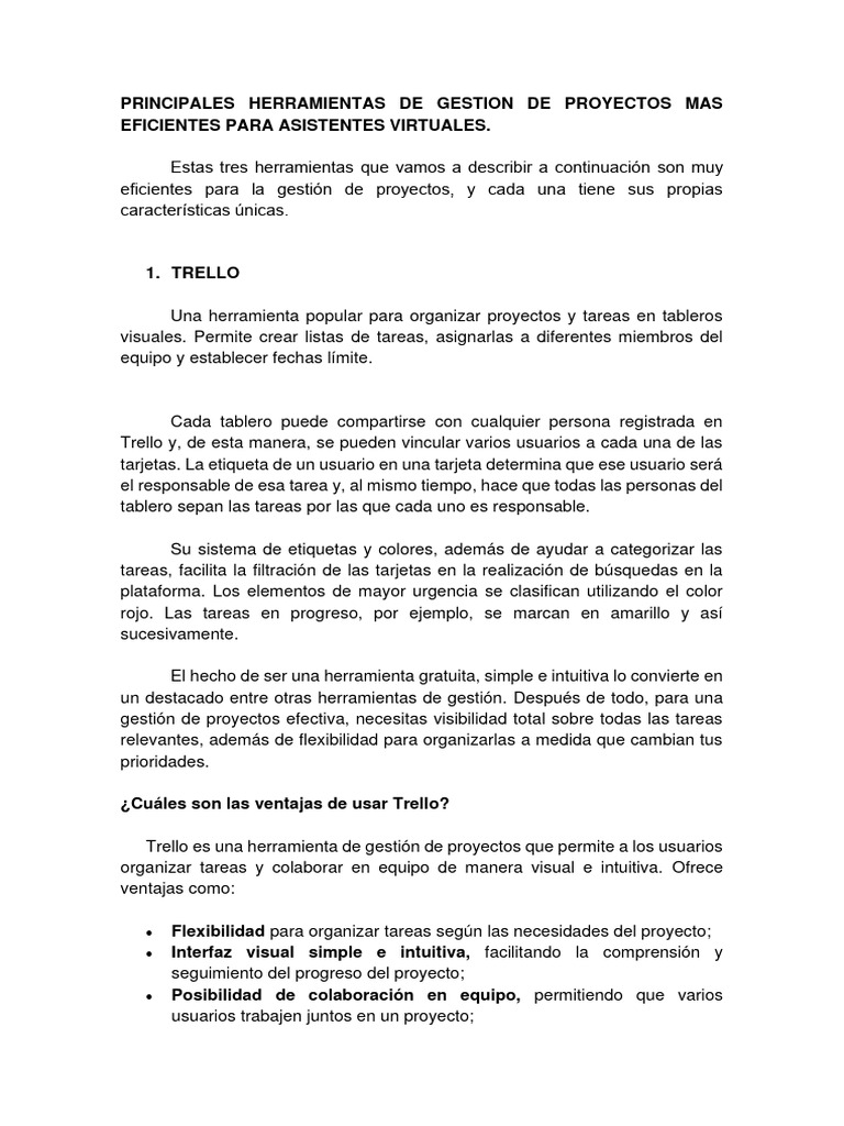 Principales herramientas de gestion de proyectos mas eficientes para