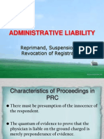 Administrative Liability: Reprimand, Suspension, or Revocation of Registration