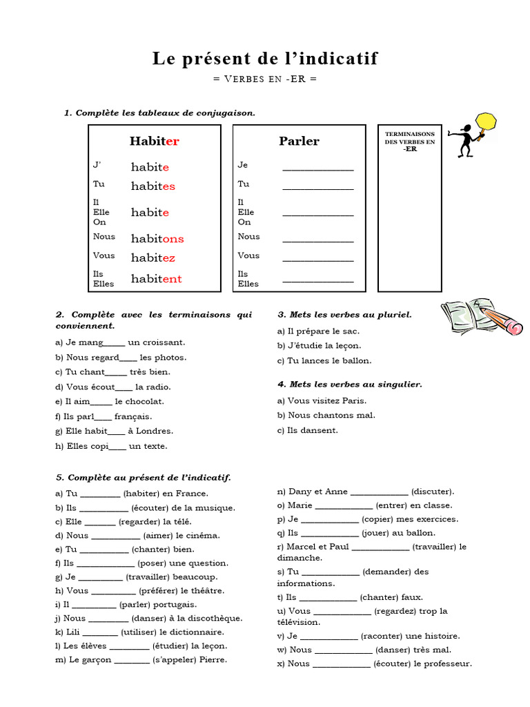 Conjugaison des verbes en -ER au présent | PDF | Relations syntaxiques ...