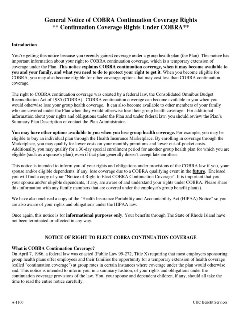 COBRA General Notice PDF Consolidated Omnibus Budget Reconciliation
