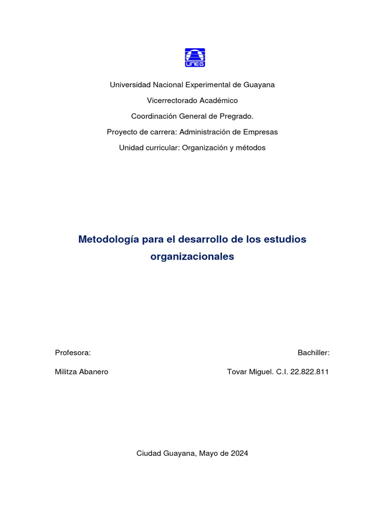 Metodología para Estudios Organizacionales | PDF | Gestión de recursos ...