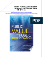 Ebook Public Value and Public Administration Public Management and Change John M Bryson Online PDF All Chapter