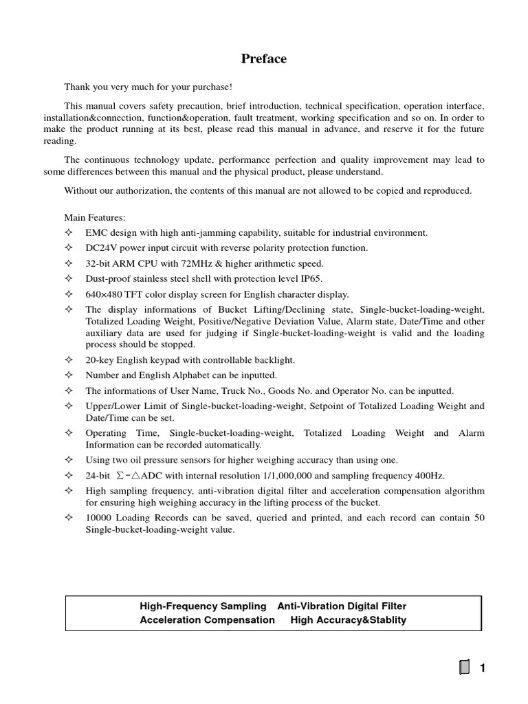 Weighing Indicator User Manual | PDF | Analog To Digital Converter ...