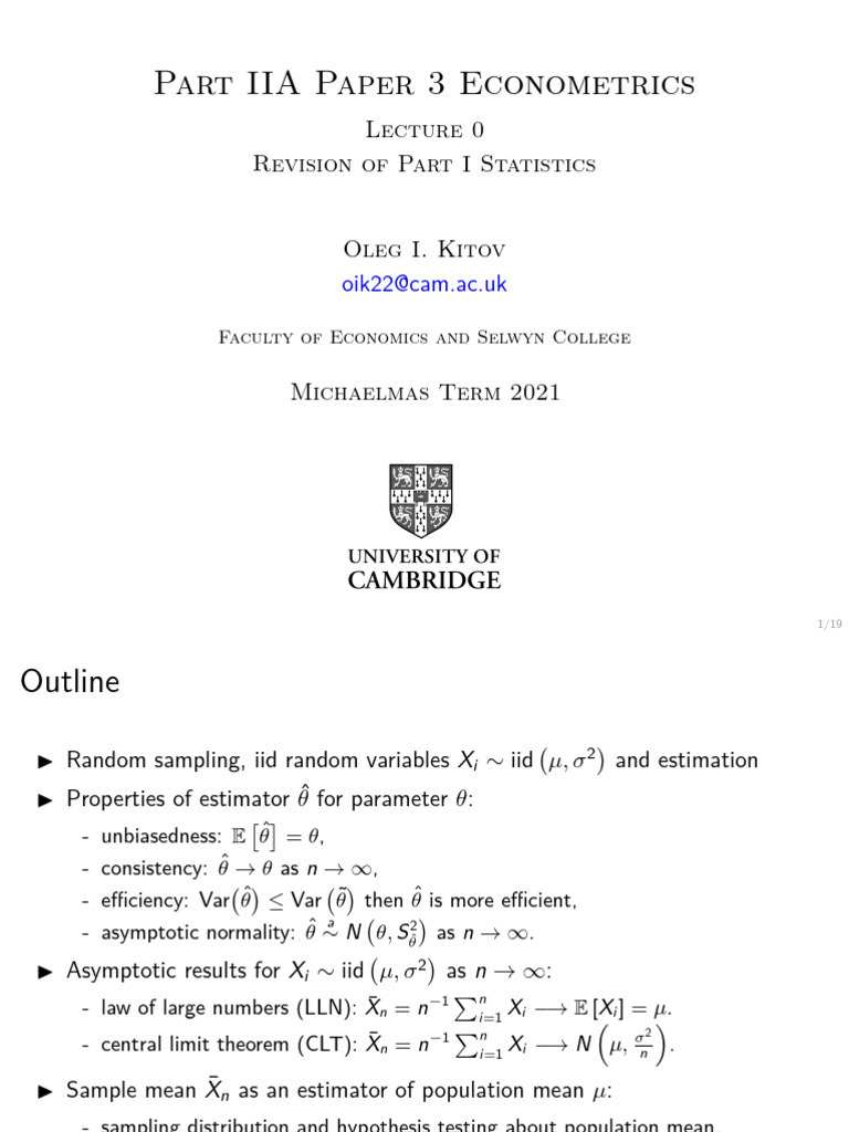 2a 3 Lecture Slides 0 Pdf Estimator Variance