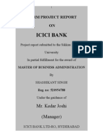 Icici Bank: A CRM Project Report ON