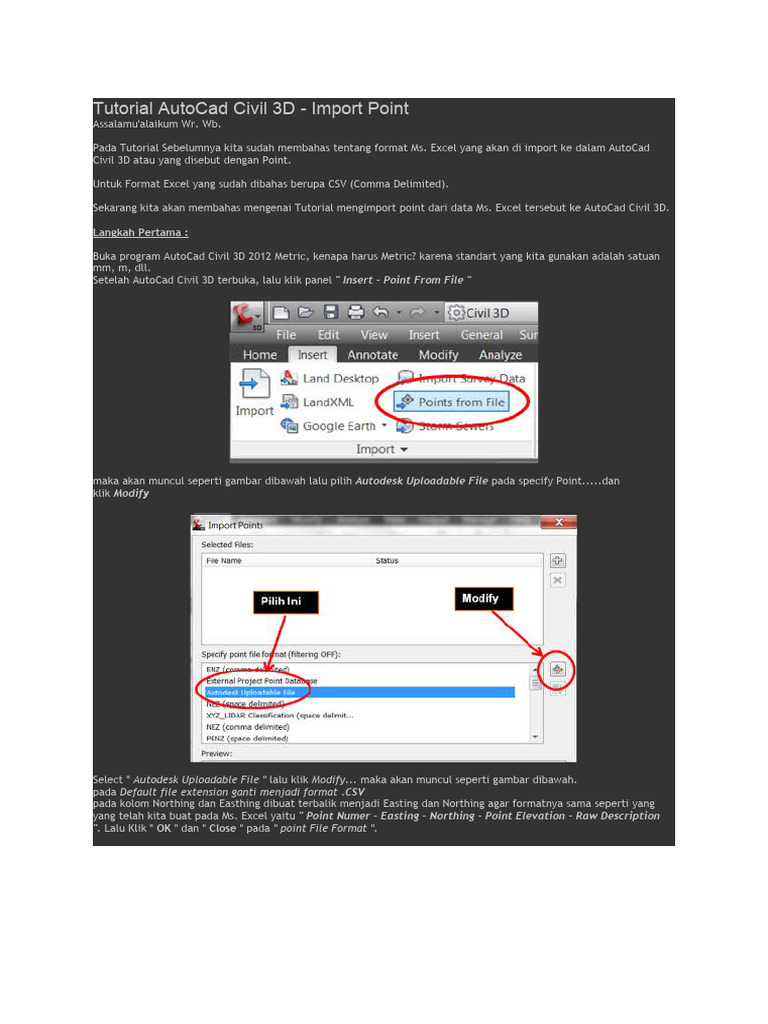 Tutorial Import Point di Civil 3D | PDF