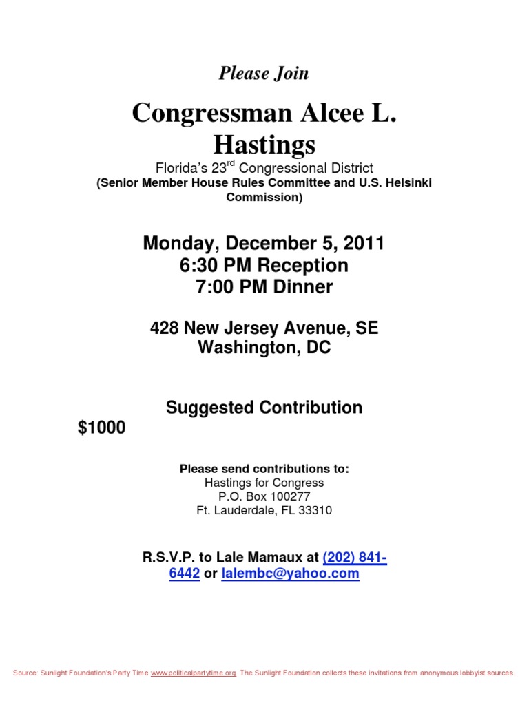 Reception and Dinner | PDF | United States Congress | American Government
