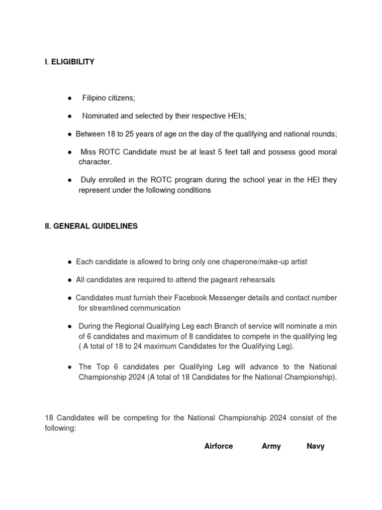 Ms. ROTC 2024 Pageant Guidelines | PDF