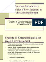 Chapitre II - Caracteristiques Projet d'Investissements