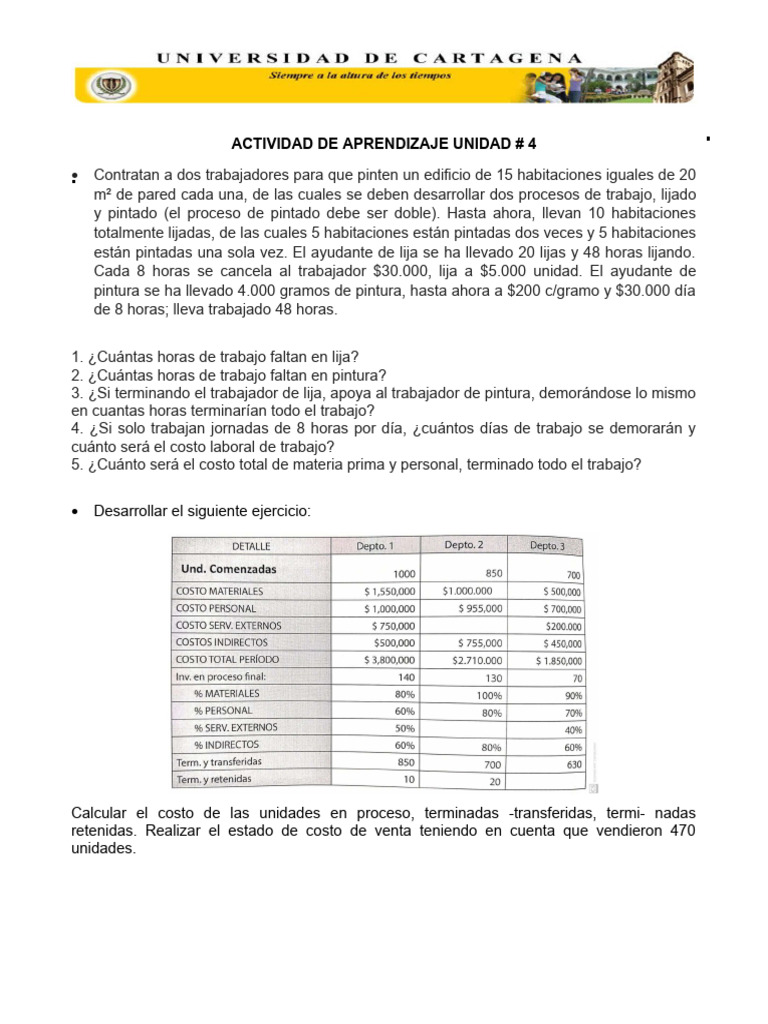 Actividad de Aprendizaje Unidad # 4 | PDF