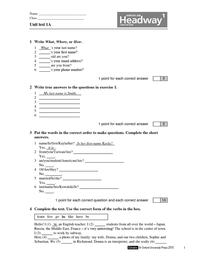 Unit Test 1A: English Language Skills | PDF | Linguistic Morphology ...