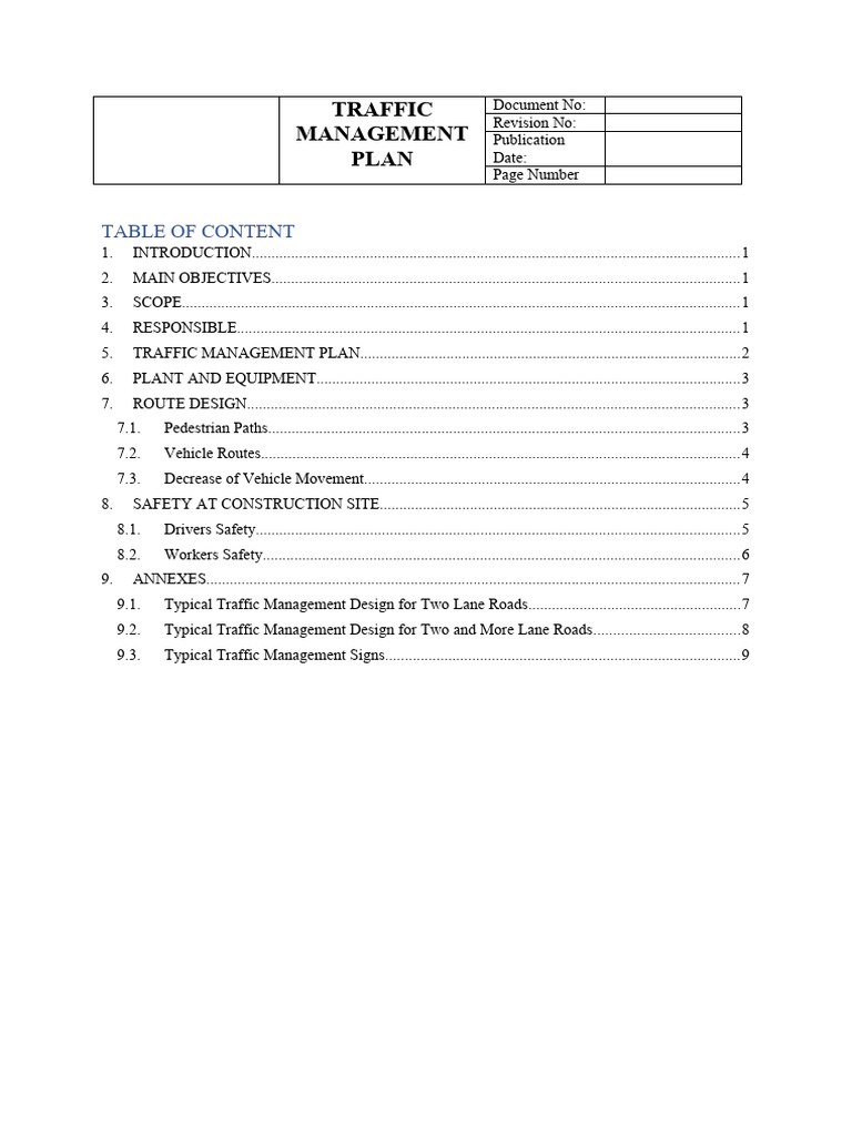 Traffic Management Plan | PDF | Traffic | Road