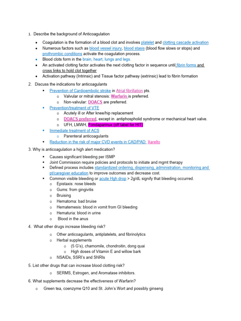 Anticoagulation Overview and Guidelines | PDF | Coagulation | Thrombus