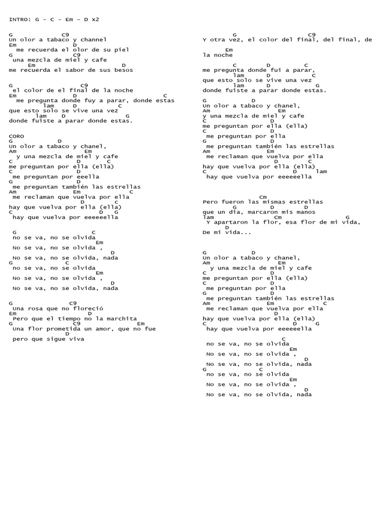 Letra Tabaco y Chanel | PDF