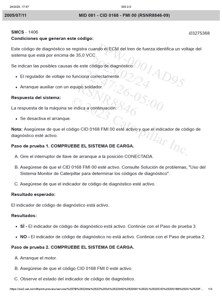 Mid 081 - Cid 0168 - Fmi 00 | PDF
